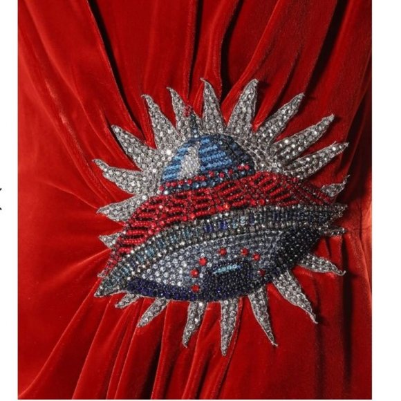 NWT. AUTH.GUCCI RUNWAY RED VELVET GOWN/MAXI EVENING DRESS IT40 - Picture 12 of 16